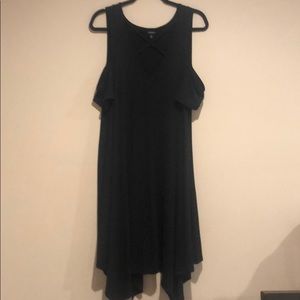Torrid Black Midi Open Shoulder Cross Front Dress